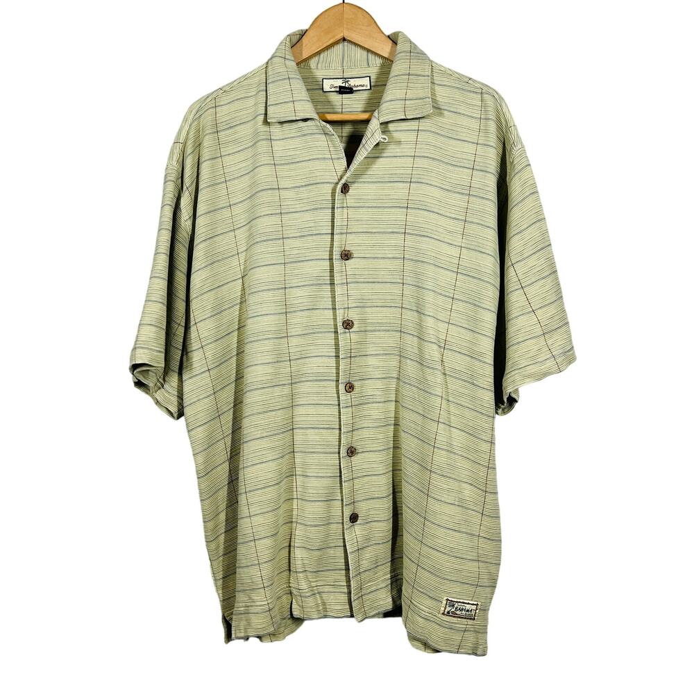 Tommy Bahama Button Up Silk Cotton Blend Thick Knit Casual Shirt - L